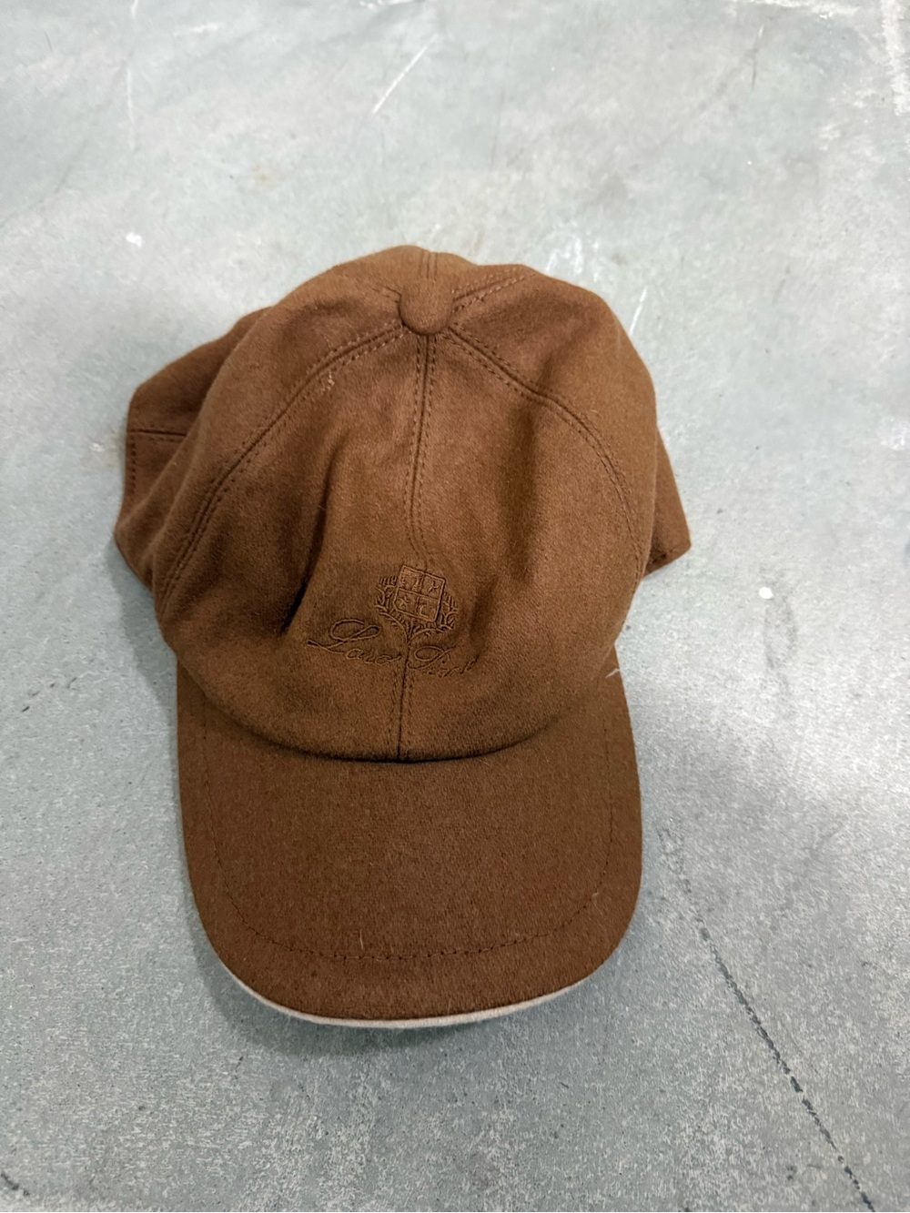 Loro Piana Brown Embroidered Crest Baseball Cap